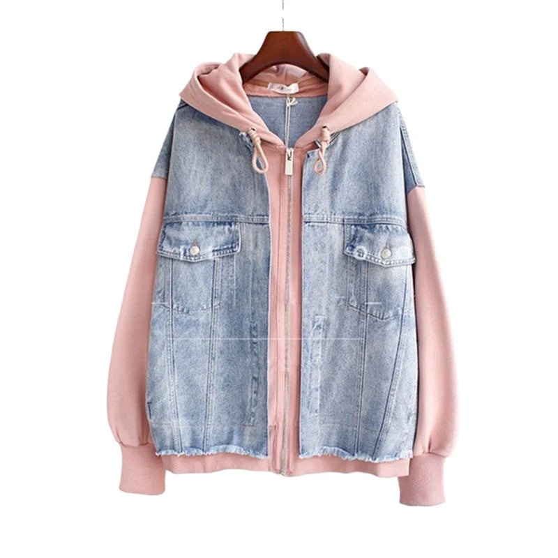 Dame Hettegenser med Fargeblokk og Denim Stil 6