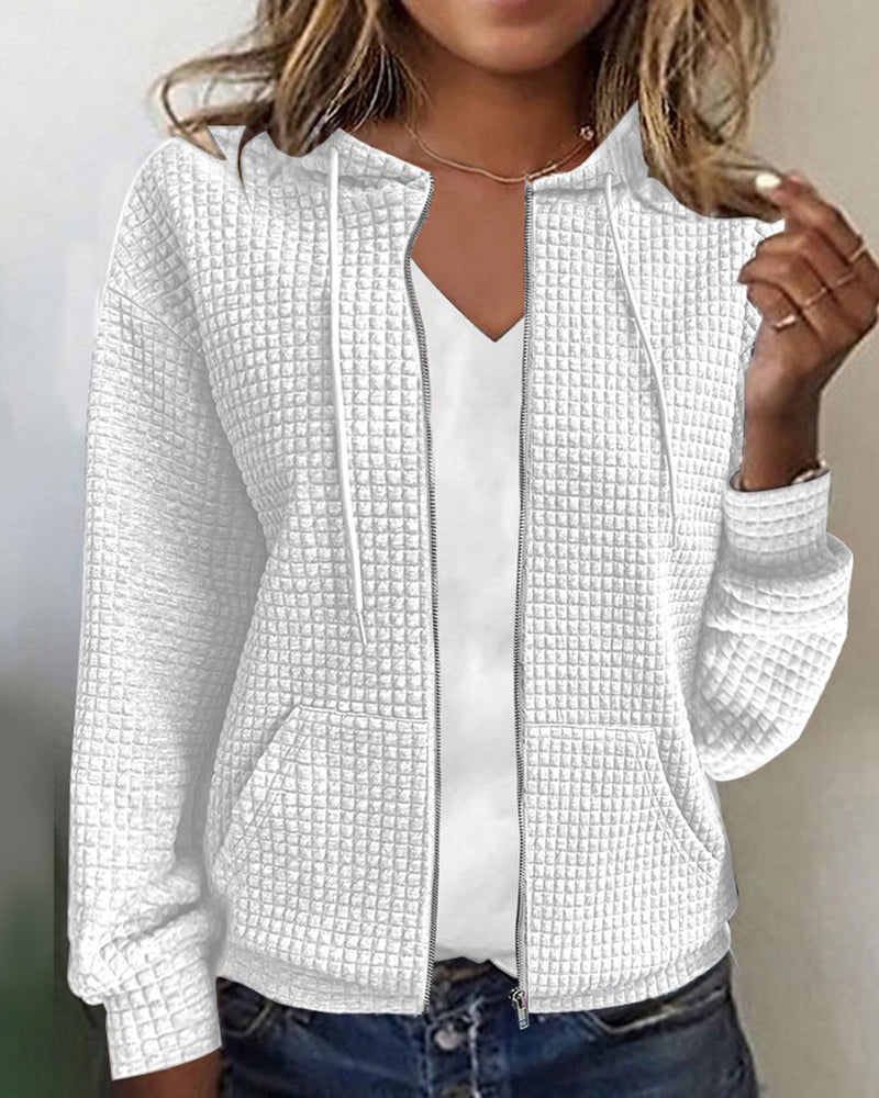 Dame Hoodie Vest Waffle Struktur Myk Blandingsstoff 7