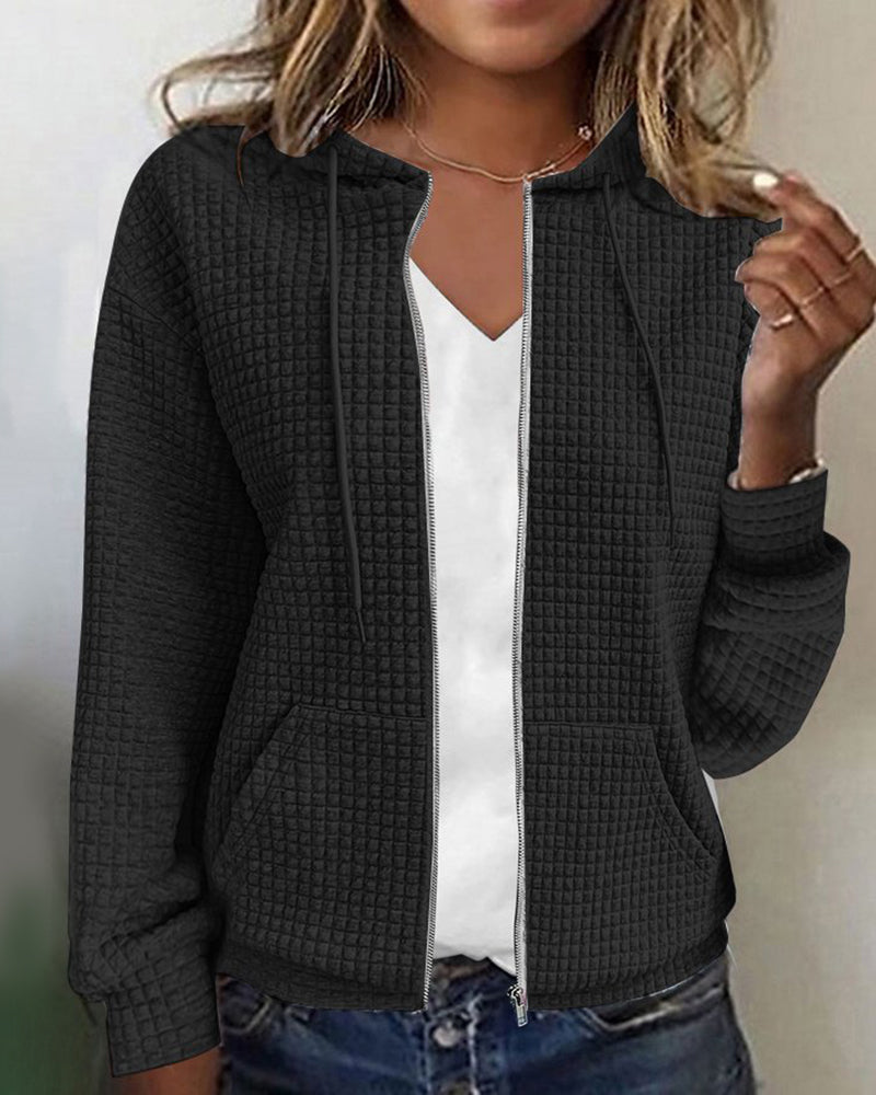 Dame Hoodie Vest Waffle Struktur Myk Blandingsstoff 8