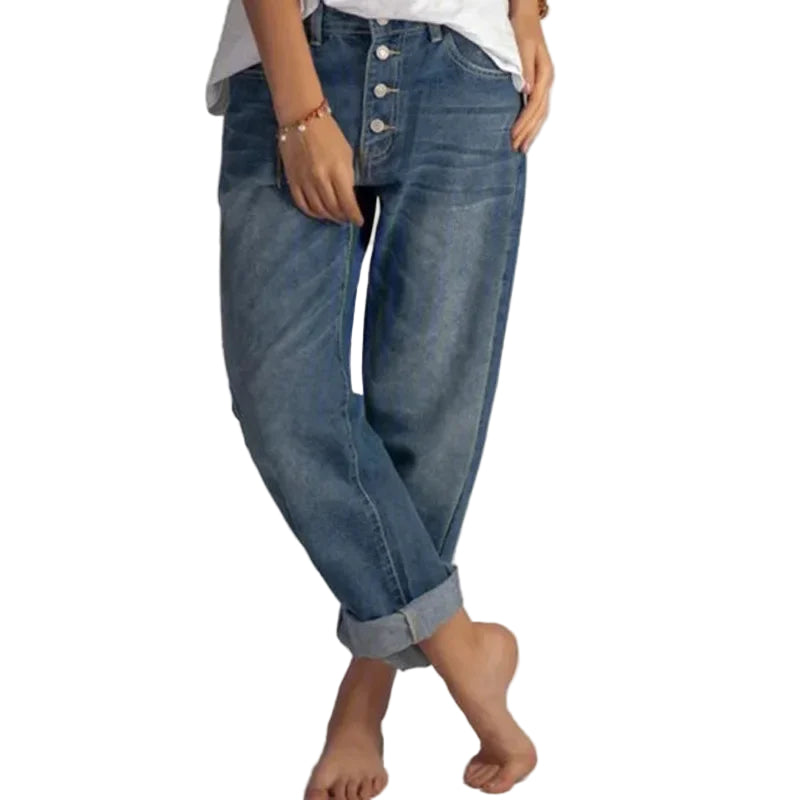 Dame Høy Midje Løse Jeans 0