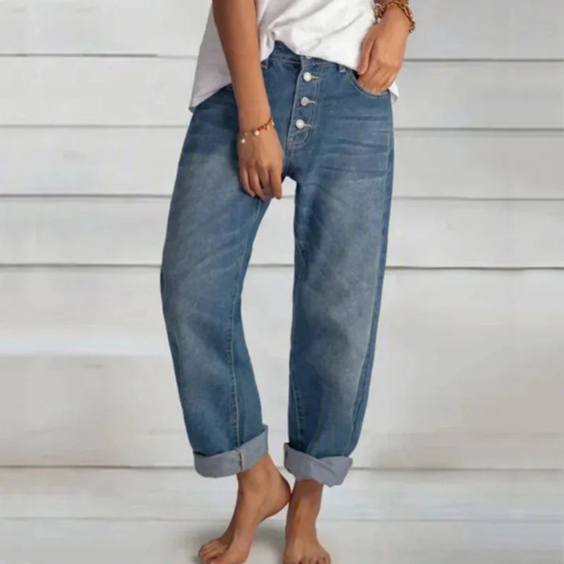 Dame Høy Midje Løse Jeans 1