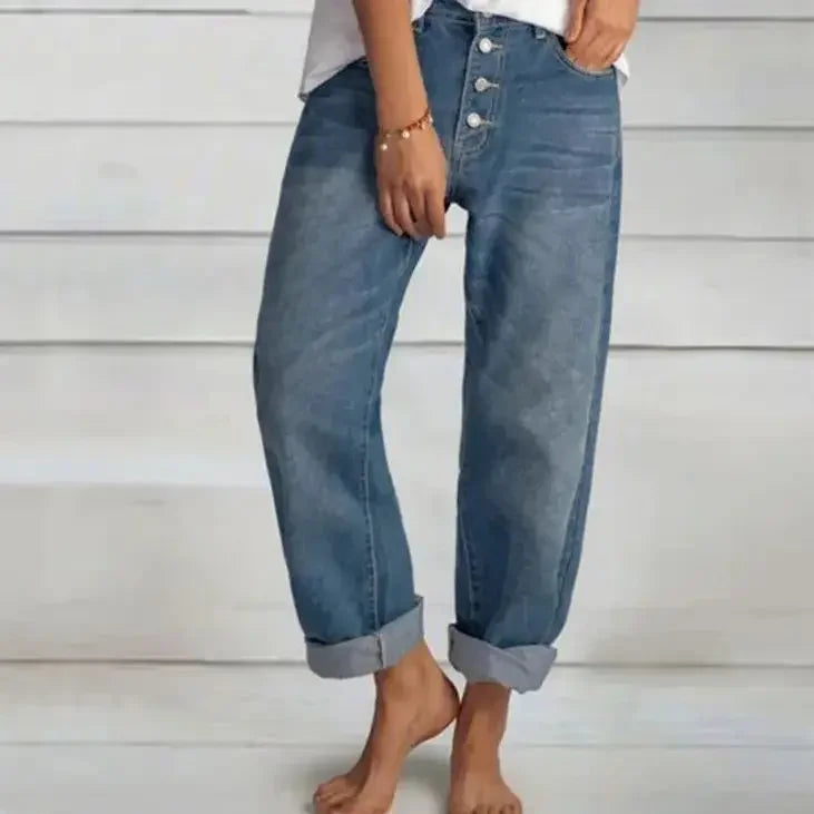 Dame Høy Midje Løse Jeans 2
