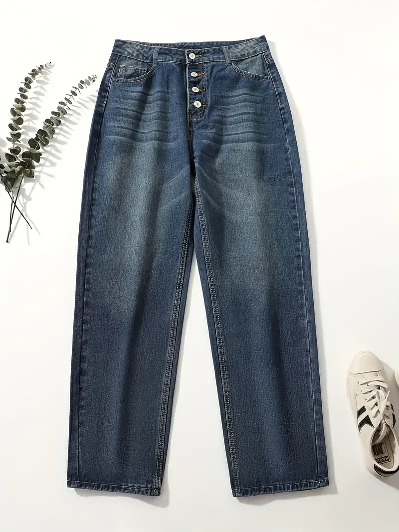 Dame Høy Midje Løse Jeans 3