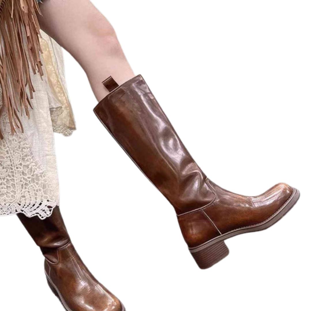 Dame Høye Støvler Chunky Heel