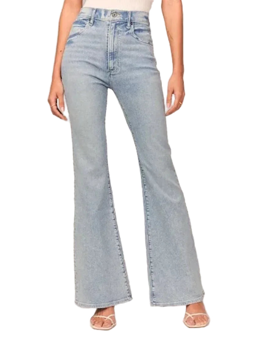 Dame Høymidjede Jeans med Utsvingte Ben 0