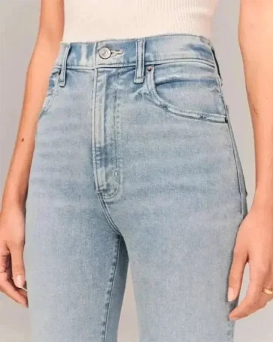 Dame Høymidjede Jeans med Utsvingte Ben 3