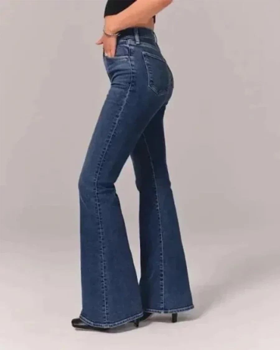 Dame Høymidjede Jeans med Utsvingte Ben 8