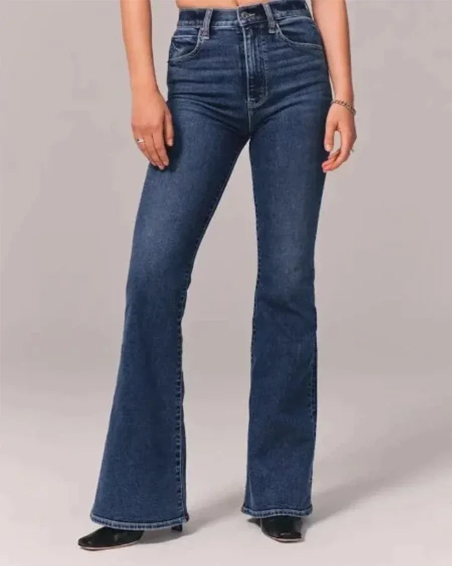 Dame Høymidjede Jeans med Utsvingte Ben 9