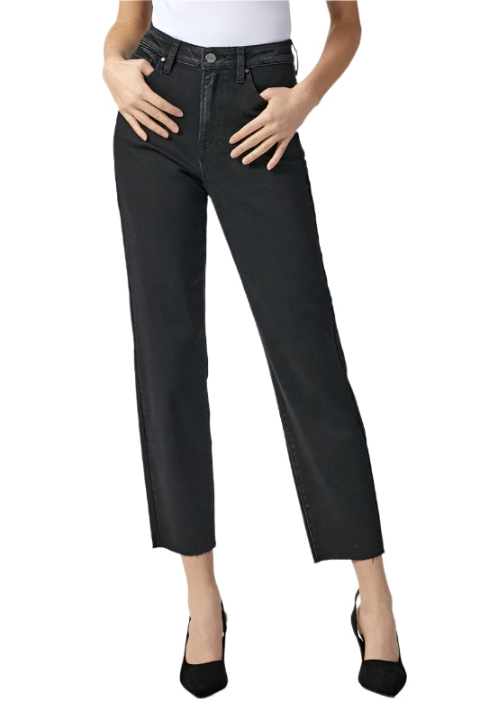 Dame Høyt Liv Mom Fit Jeans Vasket Svart 0