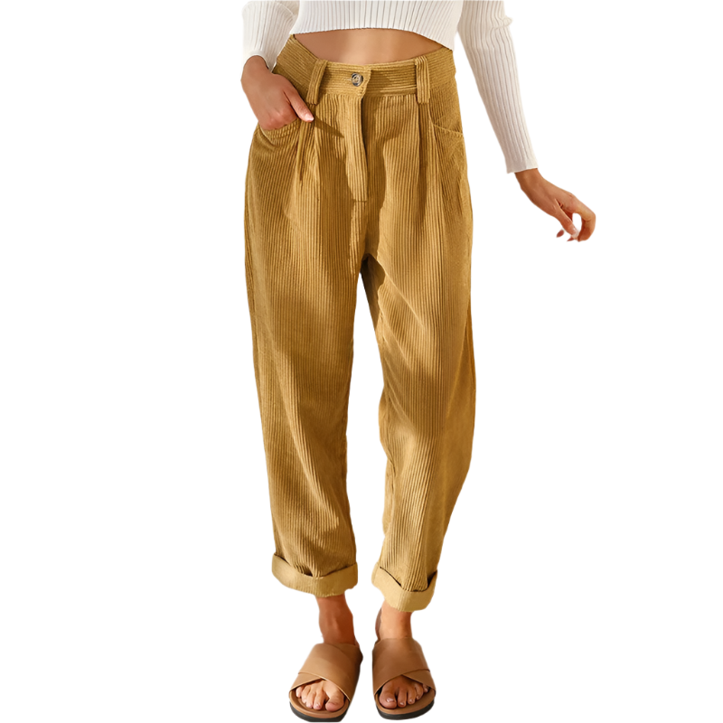 Dame Høytliv Corduroy Bukser Vintage Stil 0