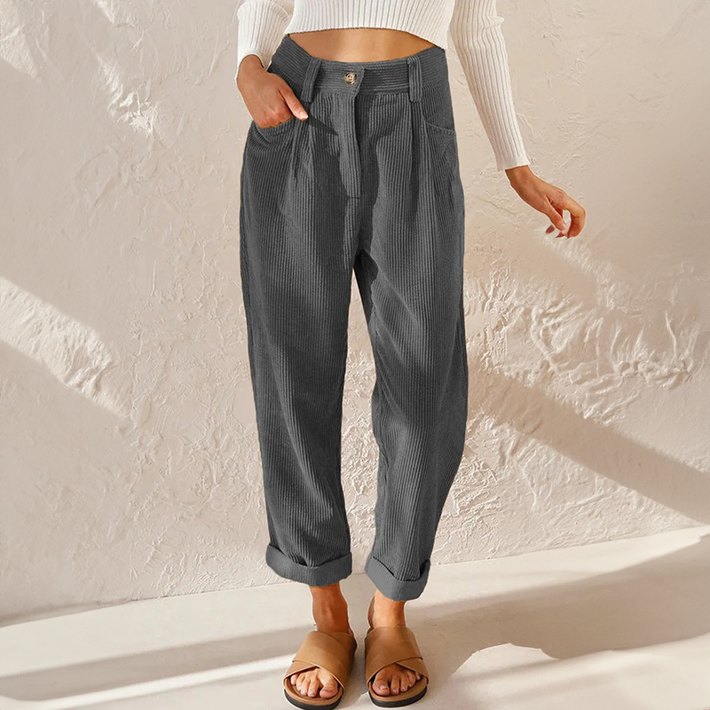 Dame Høytliv Corduroy Bukser Vintage Stil 3
