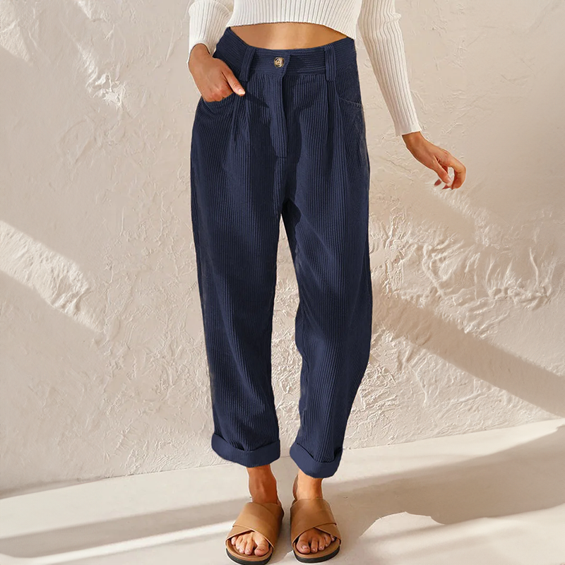 Dame Høytliv Corduroy Bukser Vintage Stil 4