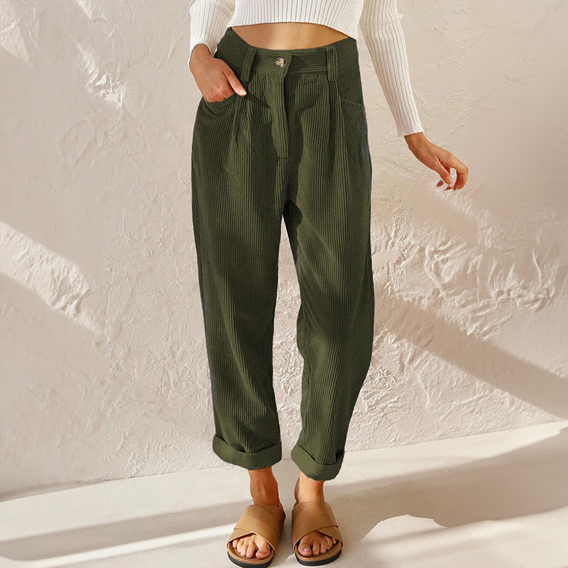 Dame Høytliv Corduroy Bukser Vintage Stil 5