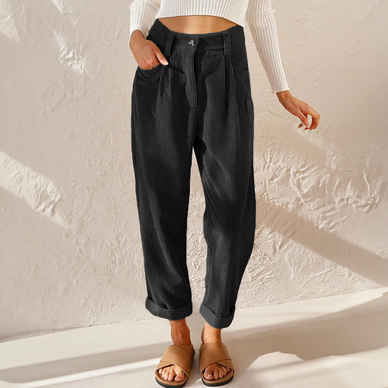 Dame Høytliv Corduroy Bukser Vintage Stil 6
