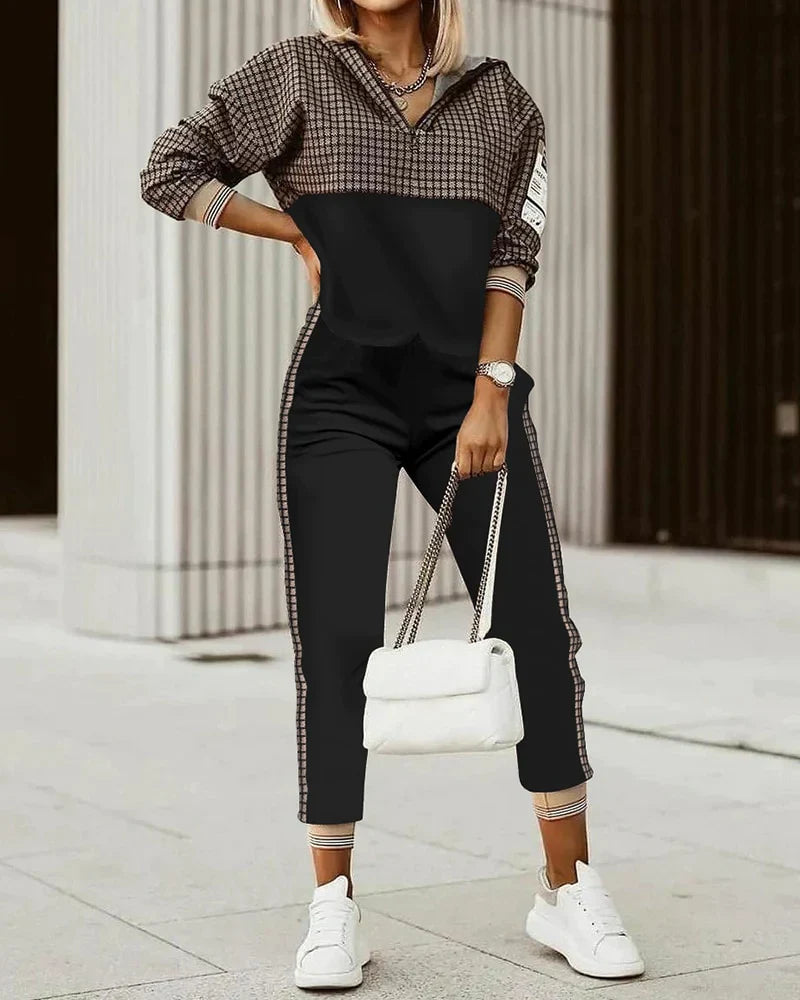 Dame Joggedress Cropped Top Monogram Detaljer Myk Blandingsstoff 6
