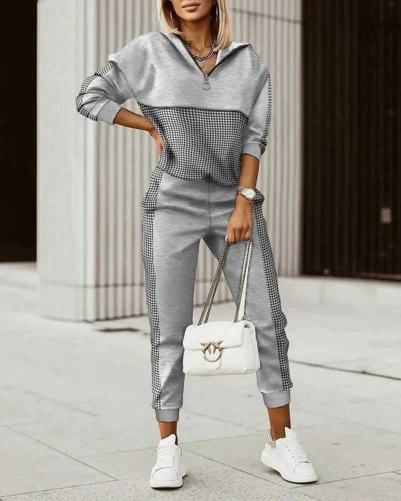 Dame Joggedress Cropped Top Monogram Detaljer Myk Blandingsstoff 7