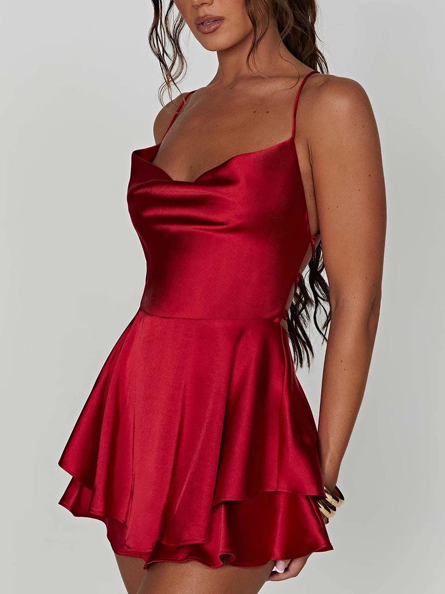 Dame Jumpsuit Cowl Neck Ermeløs Stilig 4