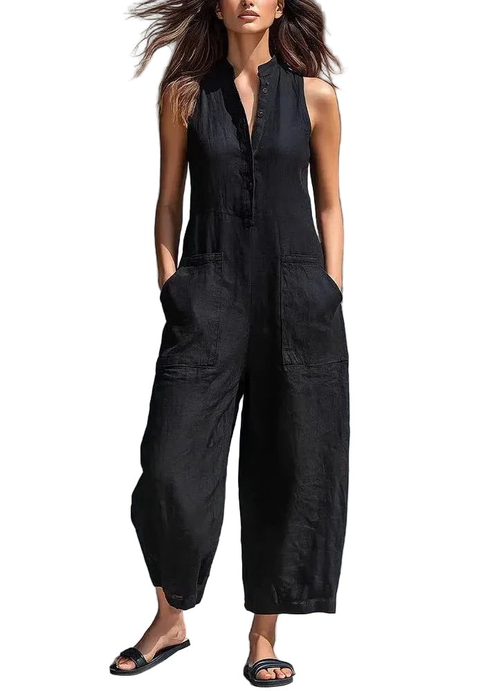 Dame Jumpsuit Ermeløs Høy Midje Patchwork 0