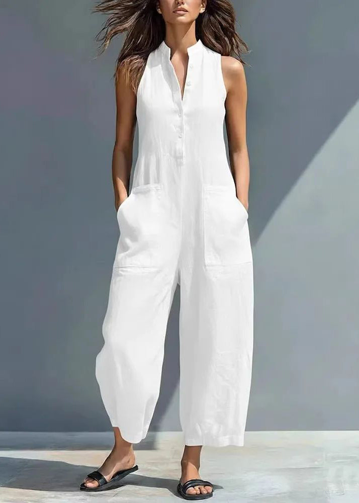 Dame Jumpsuit Ermeløs Høy Midje Patchwork 2