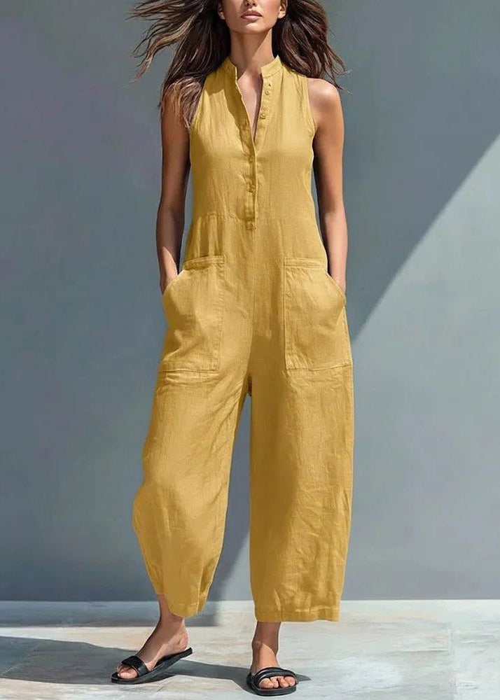 Dame Jumpsuit Ermeløs Høy Midje Patchwork 3