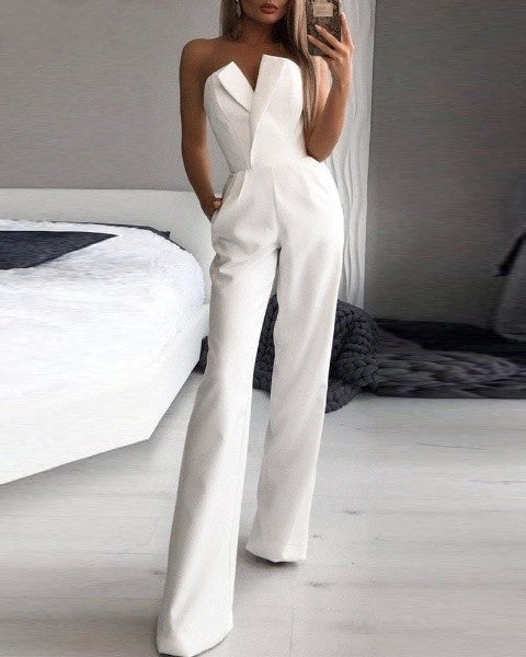 Dame Jumpsuit Ermeløs Rød Slank Passform 1