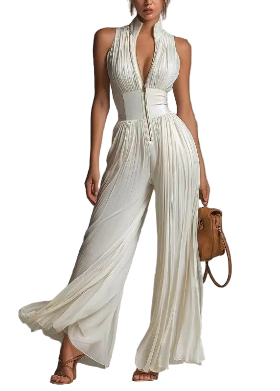 Dame Jumpsuit Ermeløs Rynket Design 0