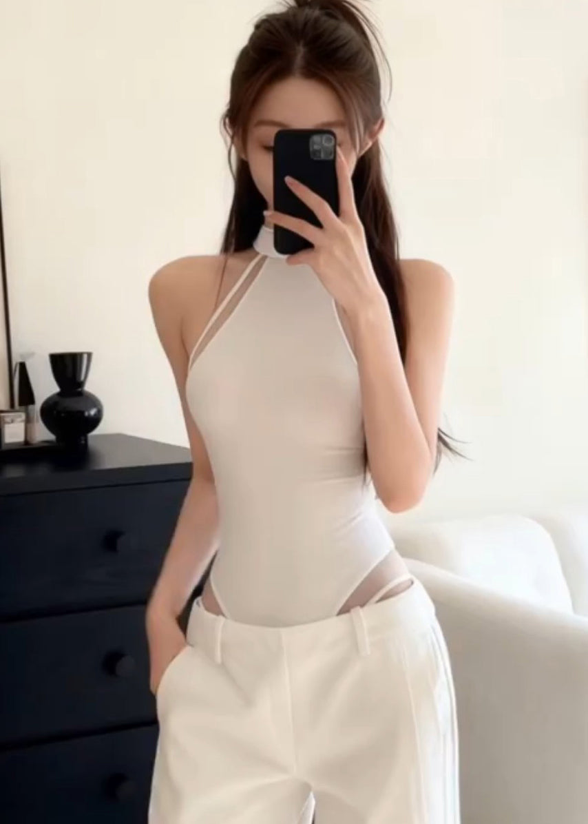 Dame Jumpsuit Halter Ermeløs Topp Tyll 3