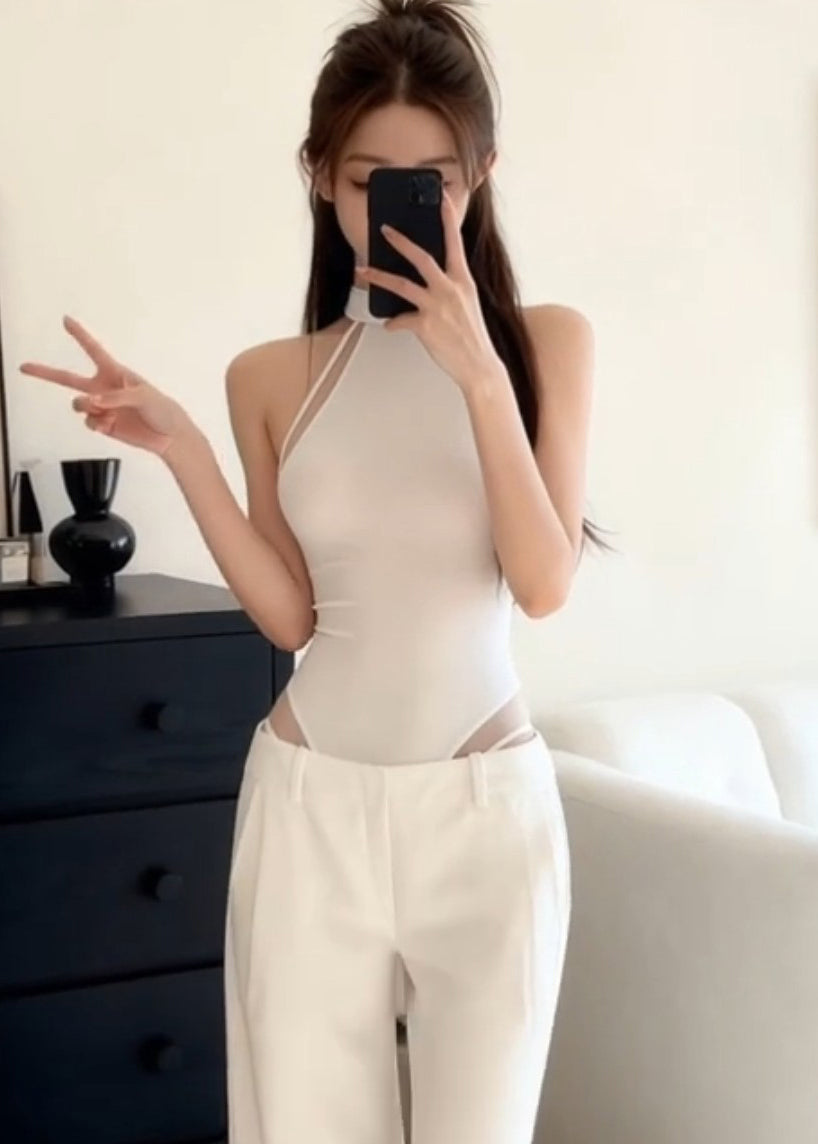 Dame Jumpsuit Halter Ermeløs Topp Tyll 4