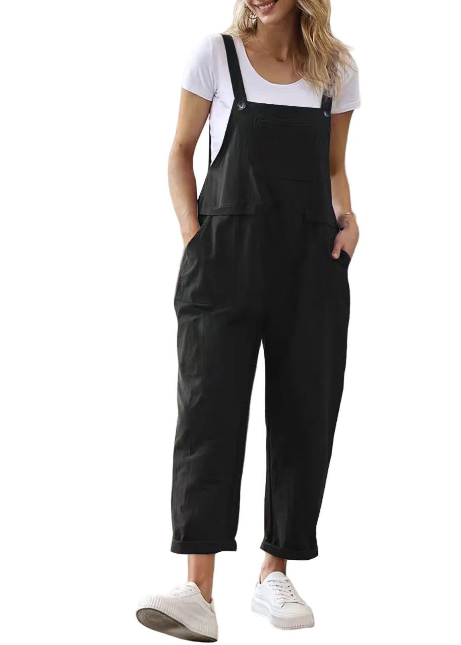 Dame Jumpsuit Løs Passform med Lomner Sommerstil 0