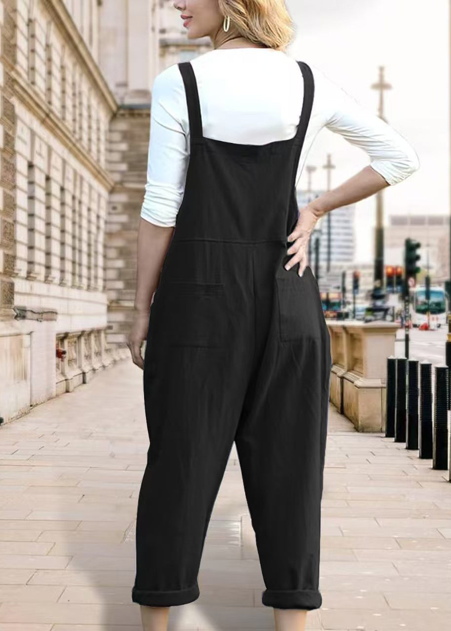 Dame Jumpsuit Løs Passform med Lomner Sommerstil 4