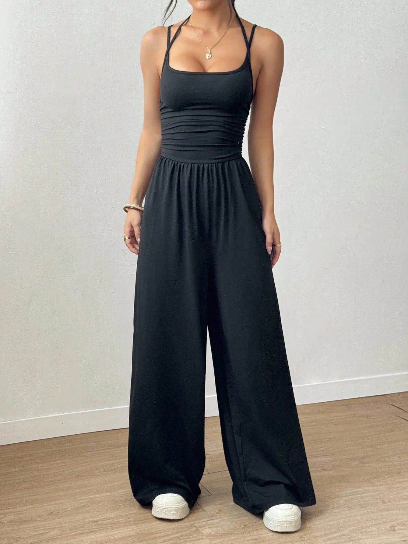 Dame Jumpsuit Løs Plissert Stilmessig 2