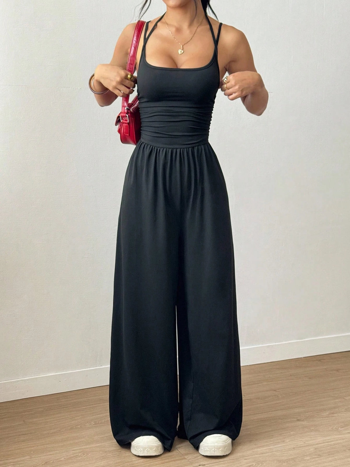 Dame Jumpsuit Løs Plissert Stilmessig 4