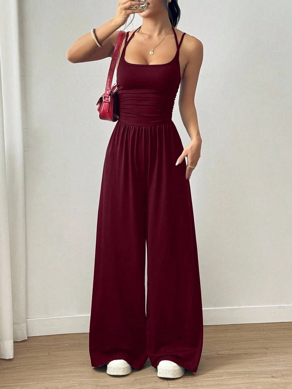 Dame Jumpsuit Løs Plissert Stilmessig 5
