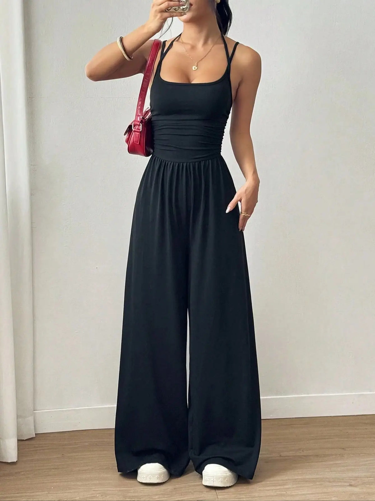 Dame Jumpsuit Løs Plissert Stilmessig 6