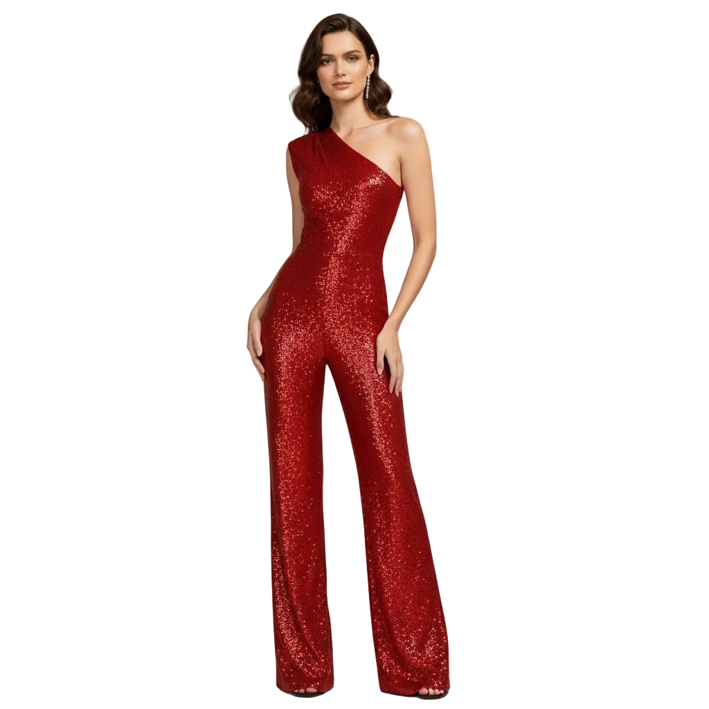 Dame Jumpsuit Med Glitrende Paljetter 0