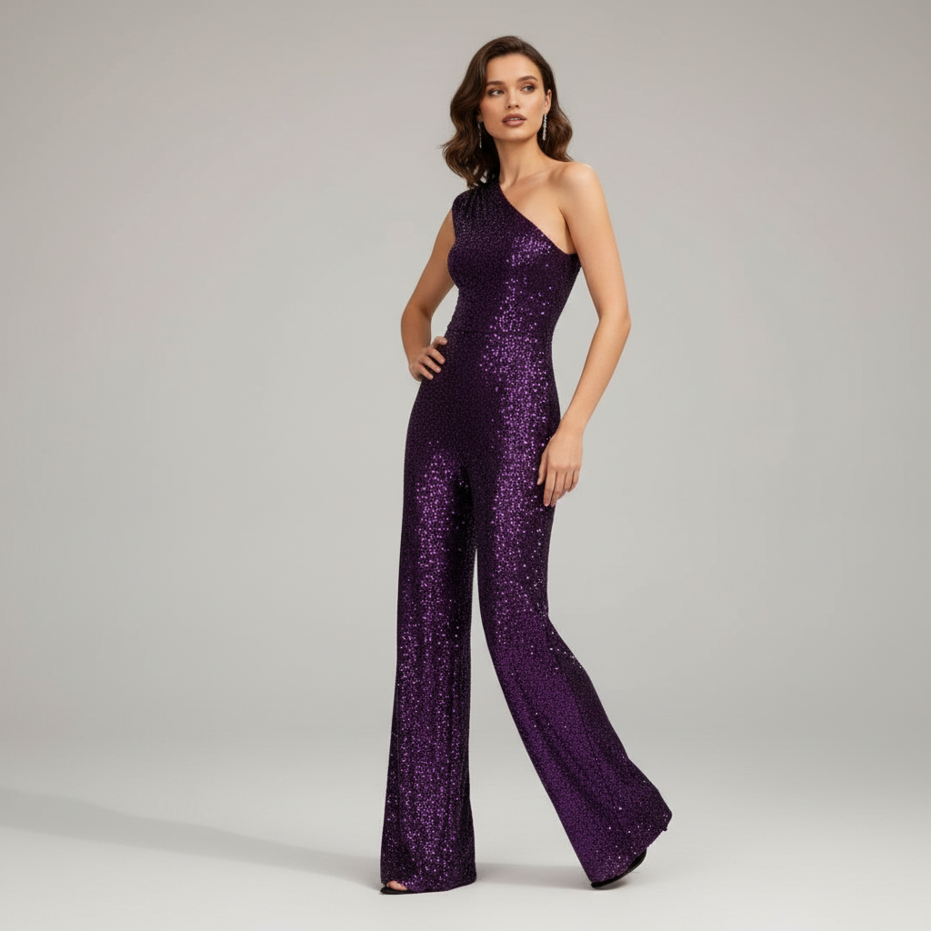 Dame Jumpsuit Med Glitrende Paljetter 9
