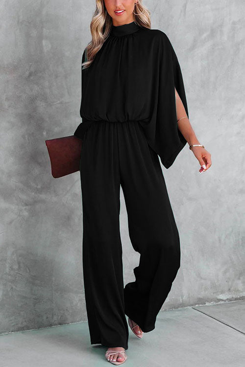 Dame Jumpsuit Med Stativ Krage Og Slitsermer 1