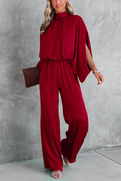 Dame Jumpsuit Med Stativ Krage Og Slitsermer 2