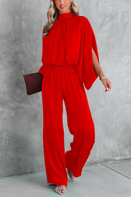 Dame Jumpsuit Med Stativ Krage Og Slitsermer 4