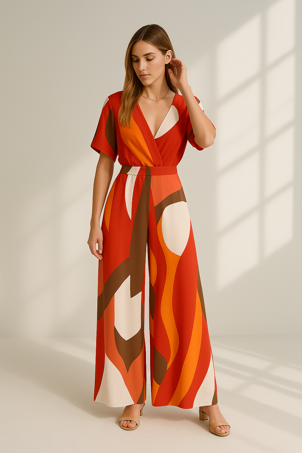 Dame Jumpsuit V-hals Med Vinger 1