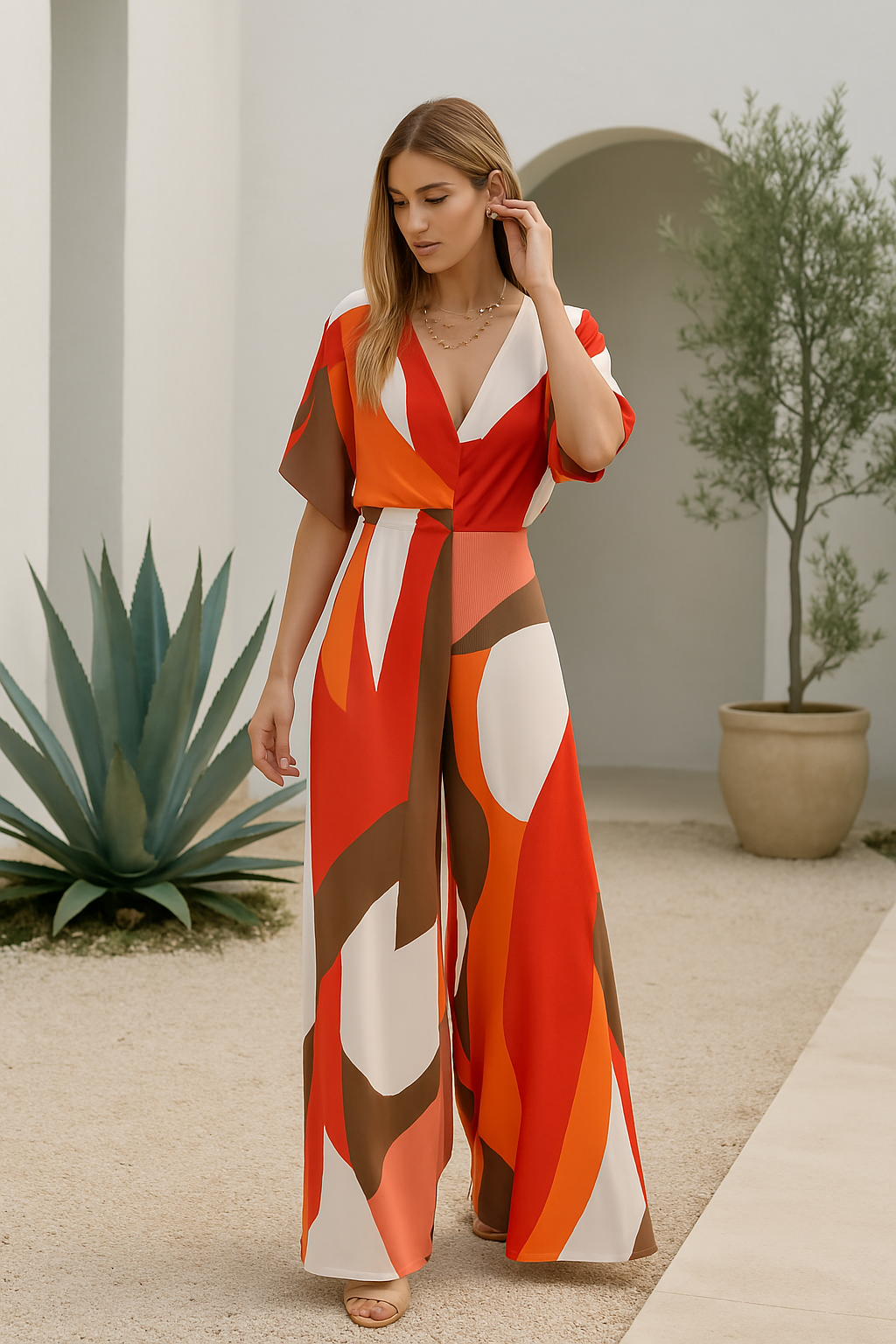 Dame Jumpsuit V-hals Med Vinger 3