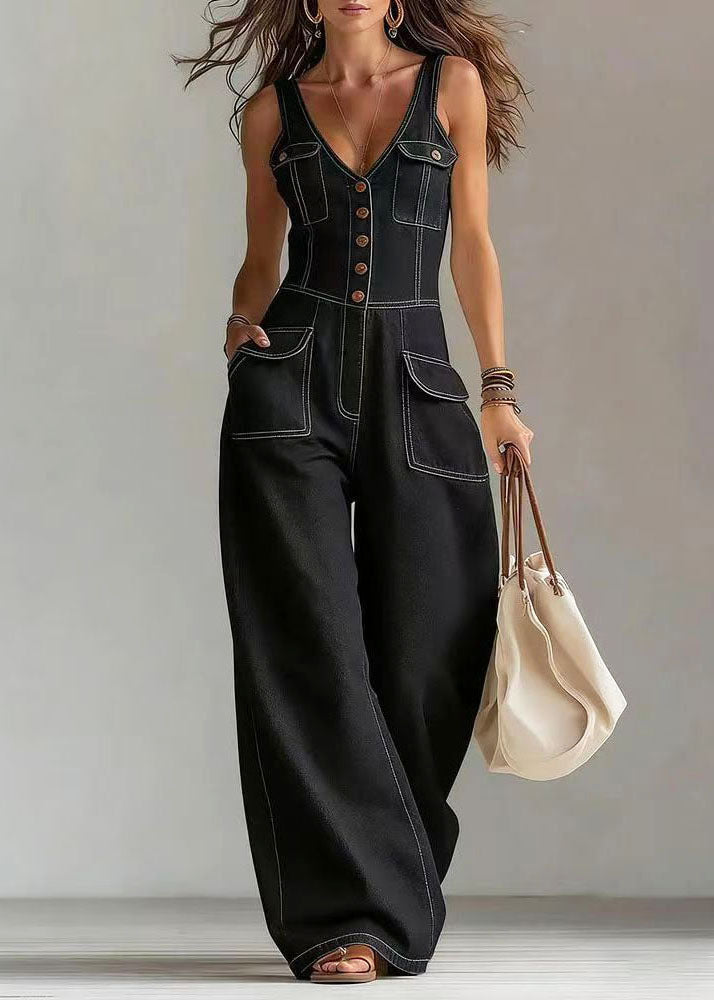 Dame Jumpsuit med Lommer og Rett Passform Bohemsk Stil 2