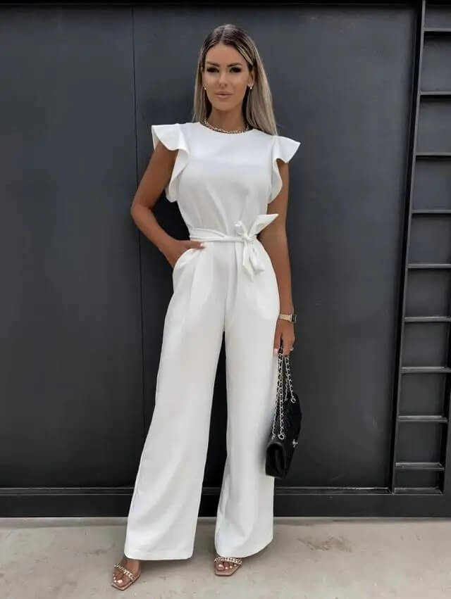 Dame Jumpsuit med Rysjede Ermer 3