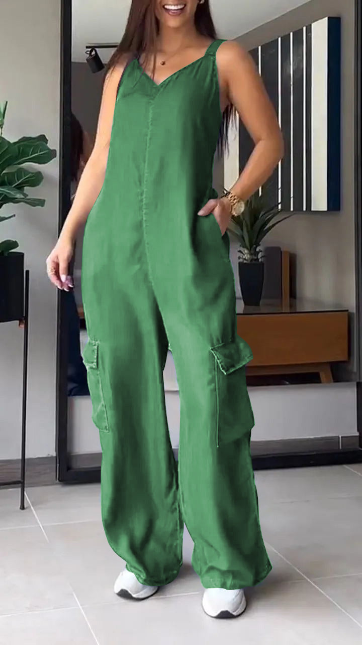 Dame Jumpsuit med V-hals i Denim 10