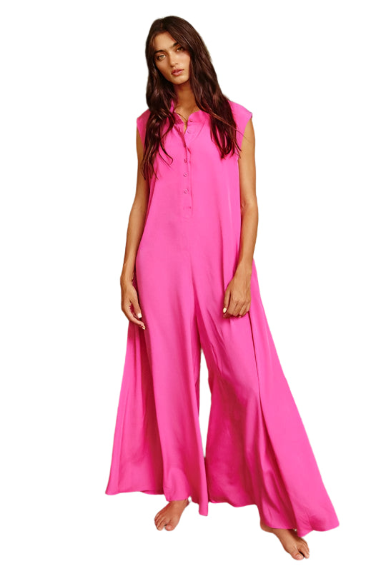 Dame Jumpsuit med Vide Ben i Satin 0
