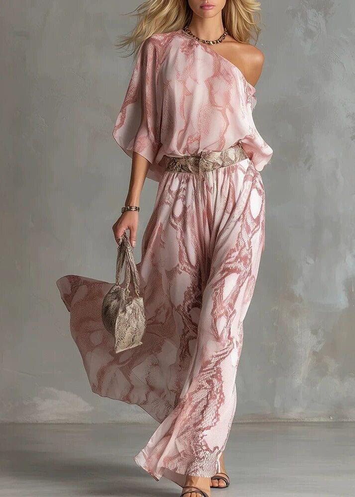 Dame Jumpsuit med en skulder og asymmetrisk trykk 0