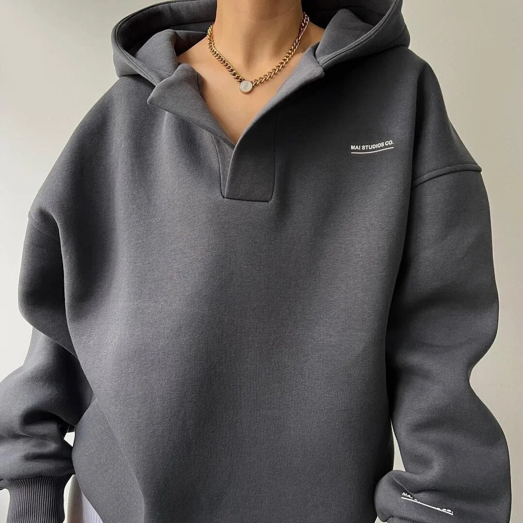 Dame Kapuzenpullover Løs Vinterdesign Myk Stoff 1