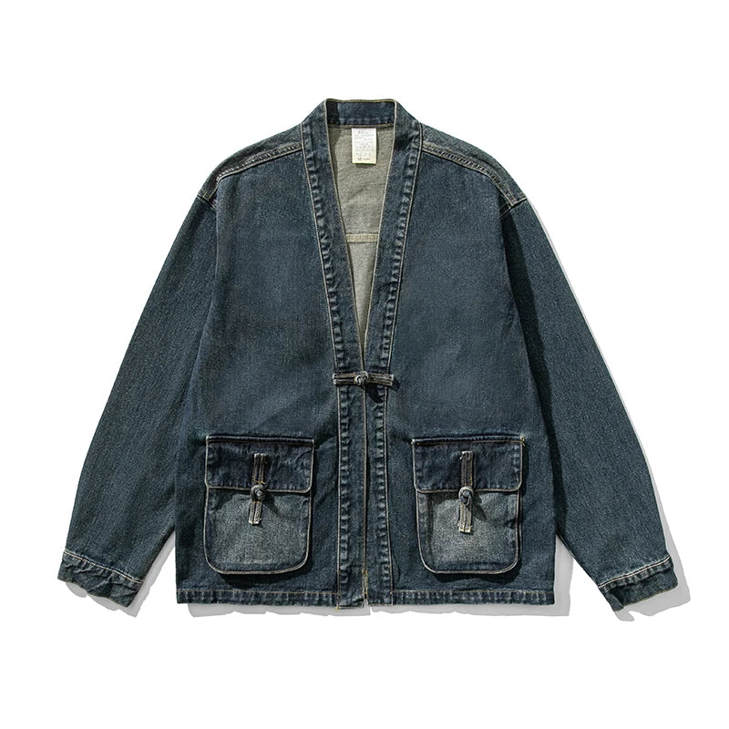 Dame Kimono Overdimensjonert Vintage Denim 0