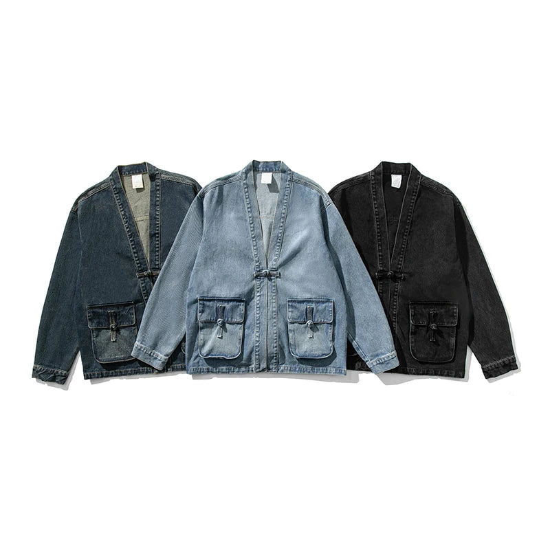 Dame Kimono Overdimensjonert Vintage Denim 5
