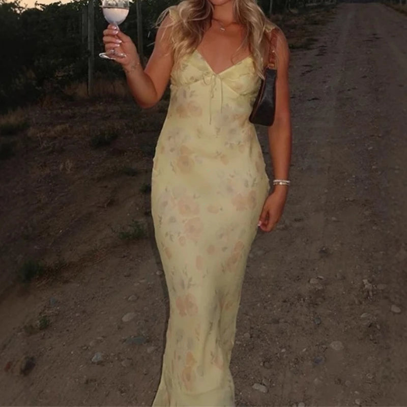 Dame Kjole Blomstertrykk Ermeløs Lett og Luftig 1